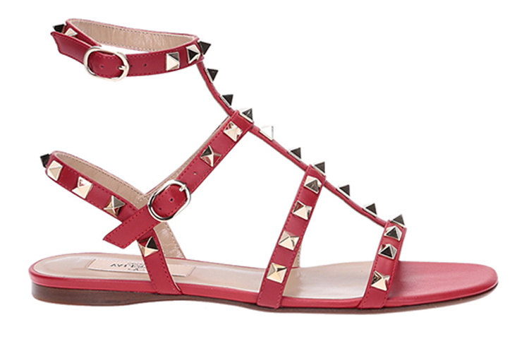(W) Valentino Rockstud Caged Flat Sandal 'Red' 圖 2