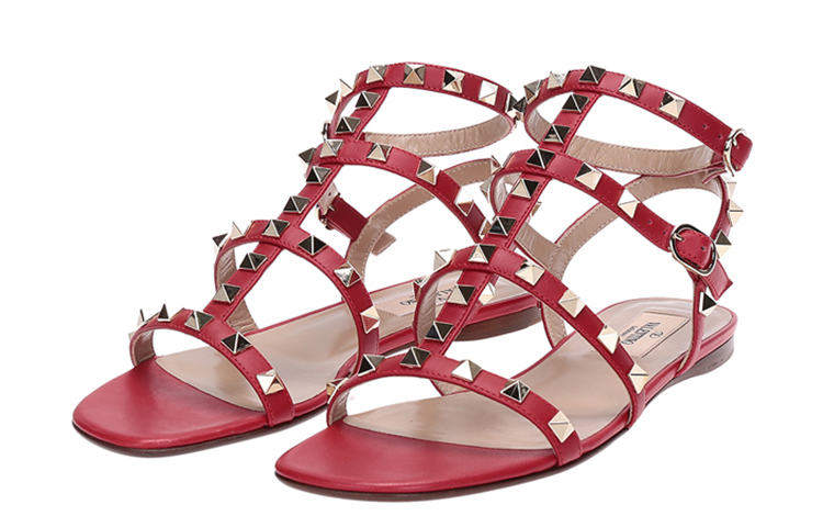 (W) Valentino Rockstud Caged Flat Sandal 'Red' 圖 3