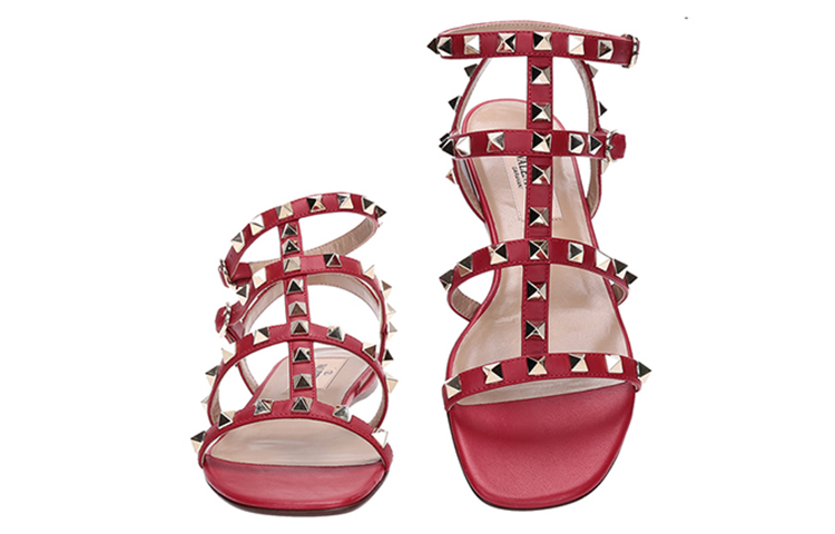 (W) Valentino Rockstud Caged Flat Sandal 'Red' 圖 4