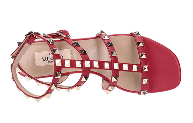 (W) Valentino Rockstud Caged Flat Sandal 'Red' 圖 5