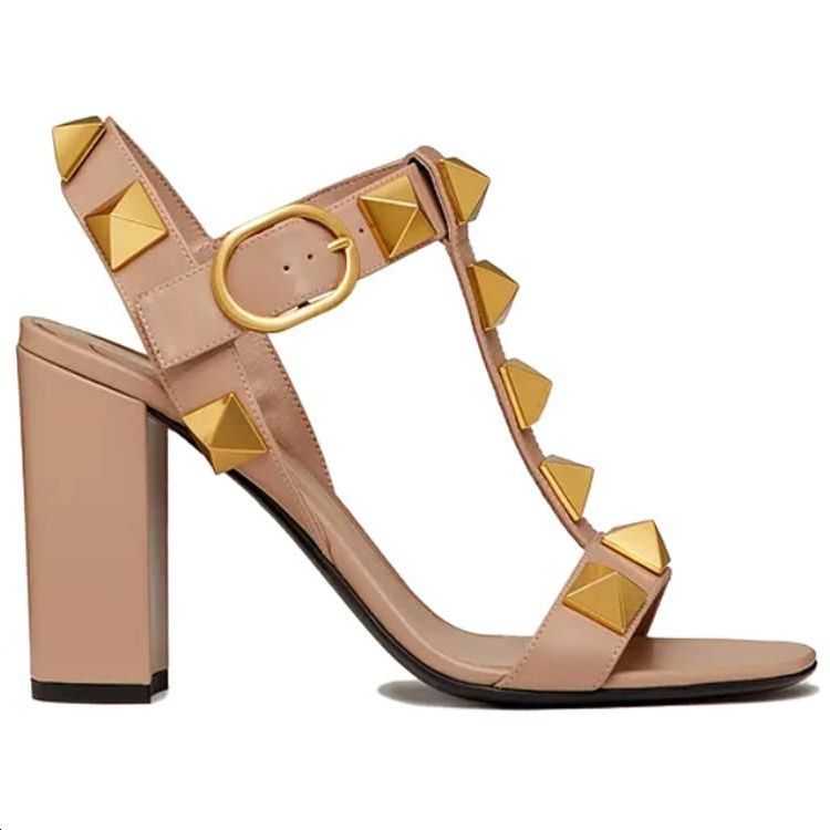 (W) Valentino Rockstud Calfskin Sandals 'Pink' 圖 2