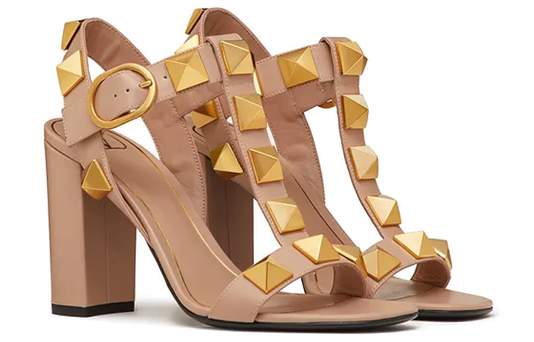 (W) Valentino Rockstud Calfskin Sandals 'Pink' 圖 3