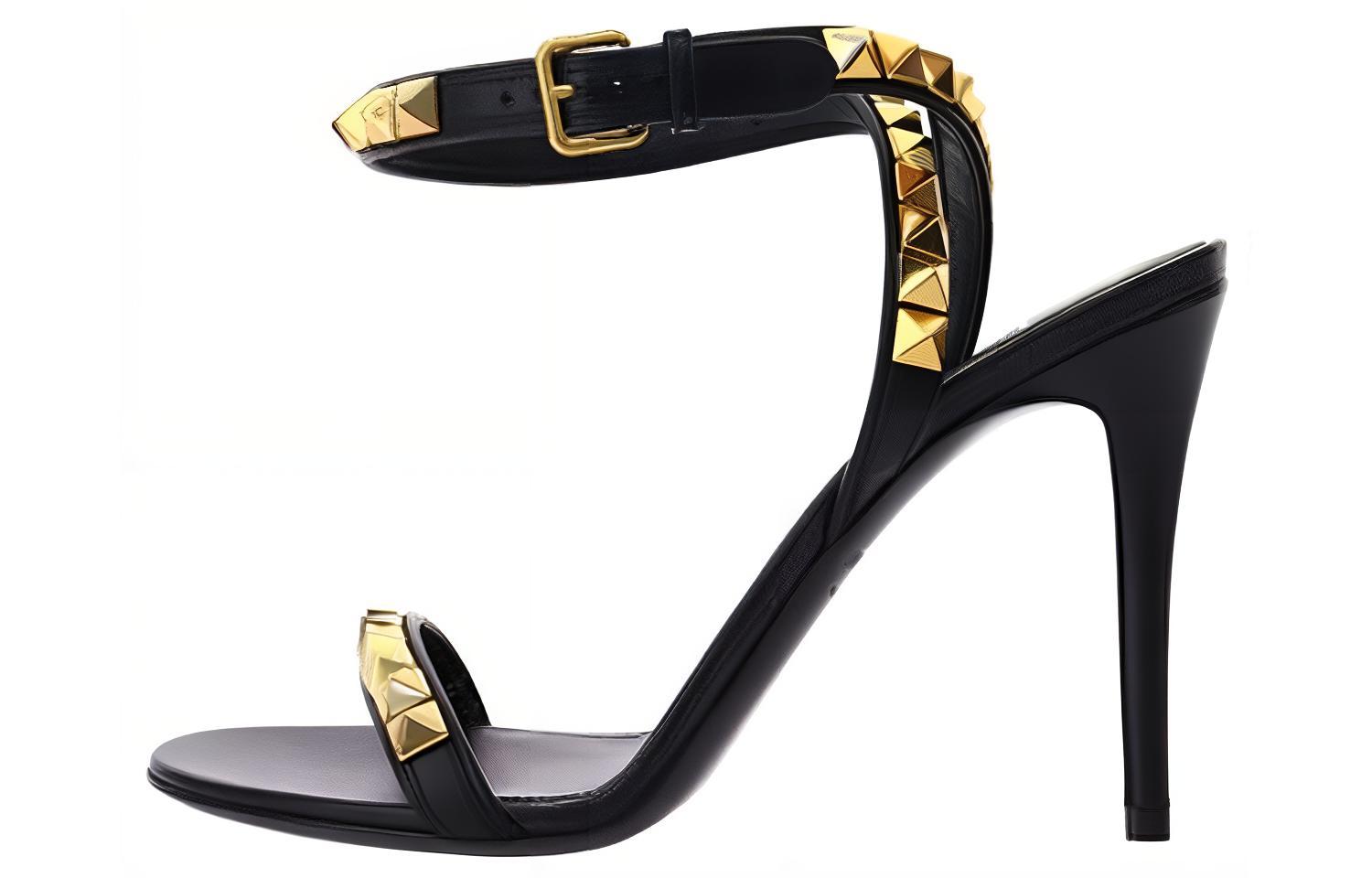 (Women) Valentino Rockstud Fashion Sandal 'Black Leather' XW0S0EK6HYH0NO
