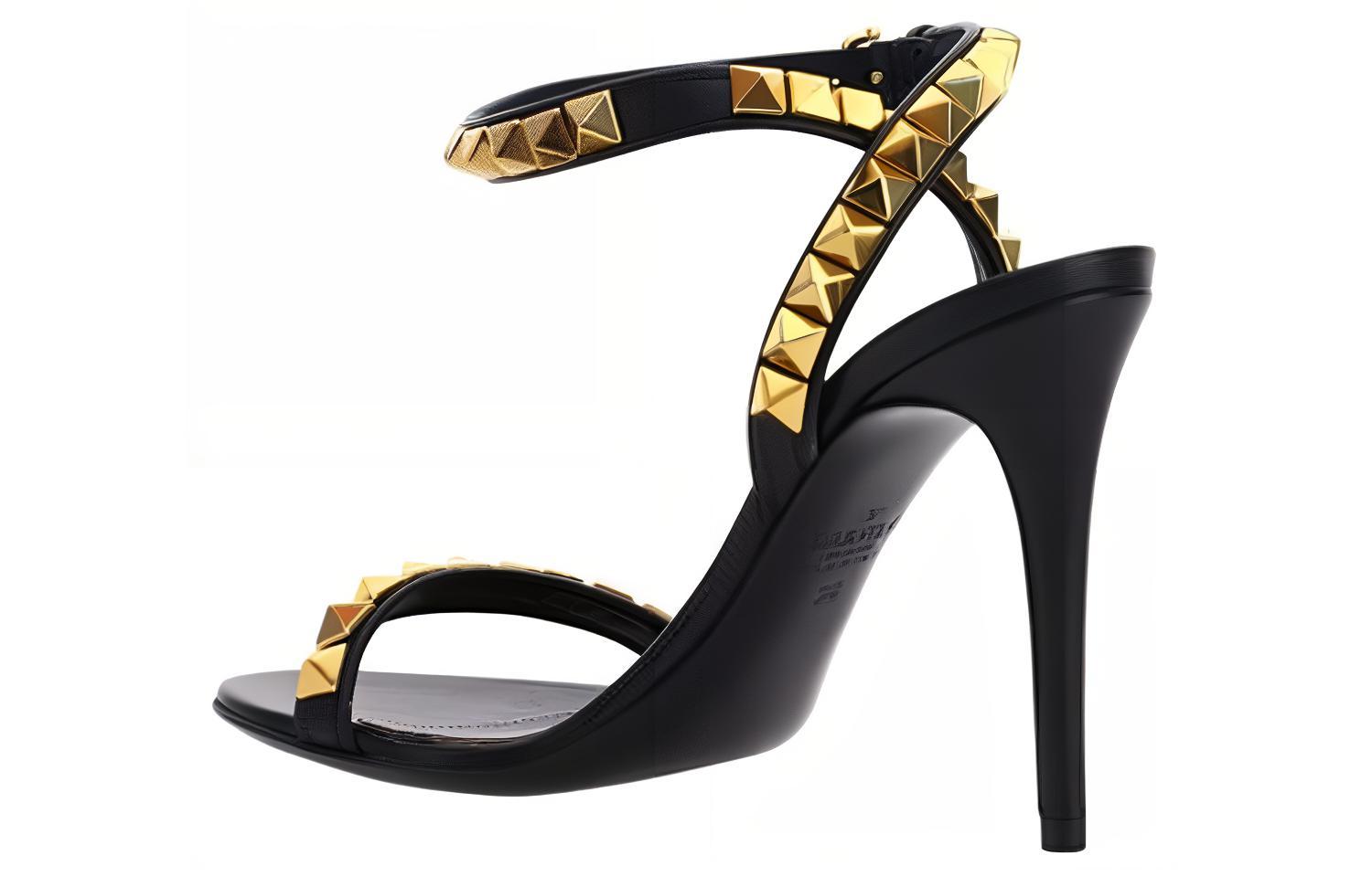 (W) Valentino Rockstud Fashion Sandal 'Black Leather' 圖 4