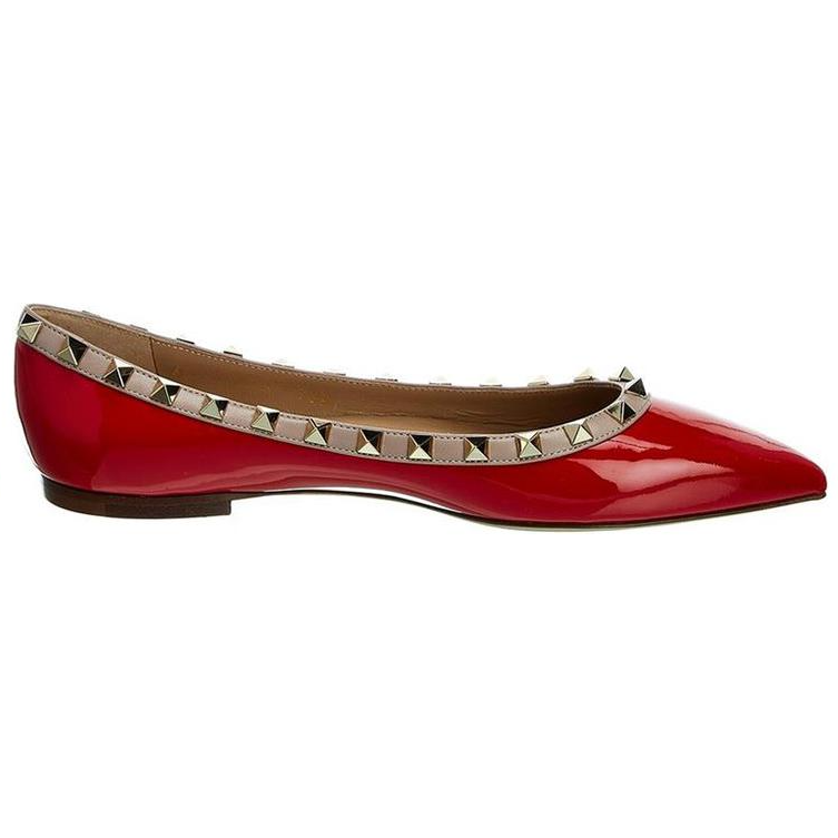(W) Valentino Rockstud Flat 'Red Patent Leather' 圖 2