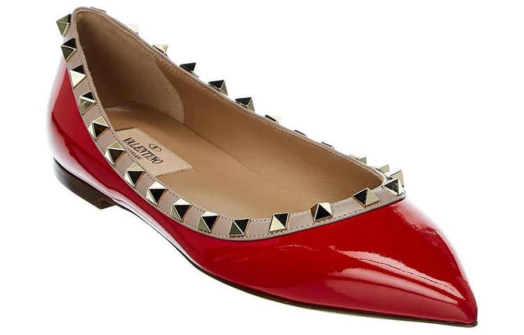 (W) Valentino Rockstud Flat 'Red Patent Leather' 圖 3