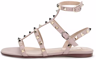 (Women) Valentino Rockstud Flat Calfskin Sandal 'Grey Pink' VW2S0A05VODP45 (Women) Valentino Rockstud Flat Calfskin Sandal 'Grey Pink' VW2S0A05VODP45