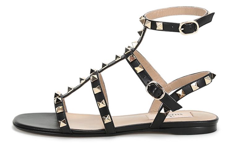 (Women) Valentino Rockstud Flat Sandal 'Black' VW2S0A05VOD0NO