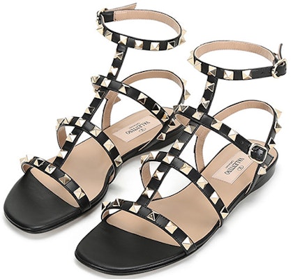 (W) Sandalia Plana Valentino Rockstud 'Negra' VW2S0A05VOD0NO Lookbook (W) Sandalia Plana Valentino Rockstud 'Negra' VW2S0A05VOD0NO