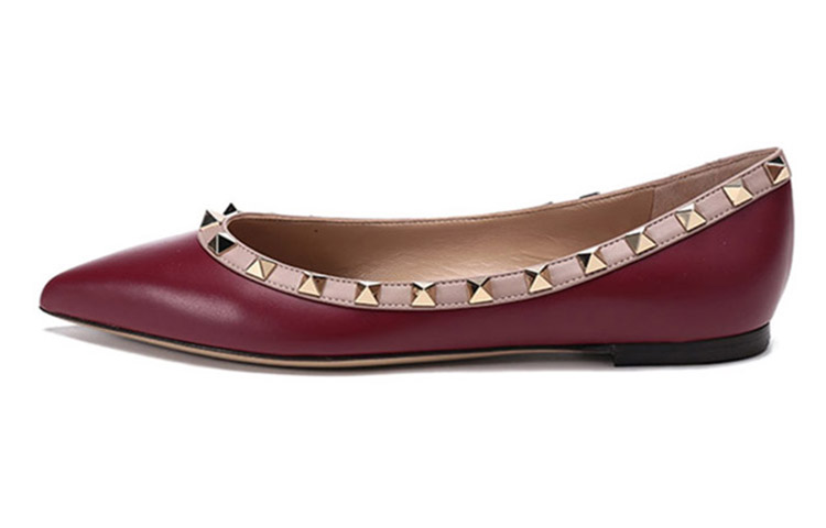(W) Valentino Rockstud Flats 'Burgundy'