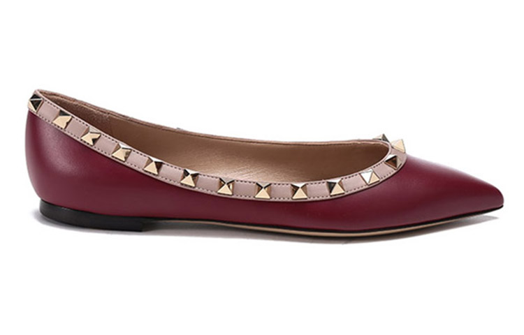 (W) Valentino Rockstud Flats 'Burgundy' 圖 2