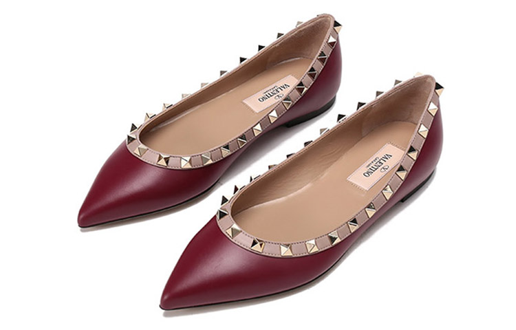 (W) Valentino Rockstud Flats 'Burgundy' 圖 3