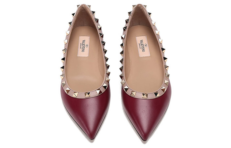 (W) Valentino Rockstud Flats 'Burgundy' 圖 4