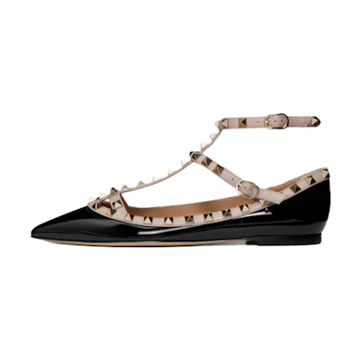 (W) Valentino Rockstud Flats 'Classic Lace Black'