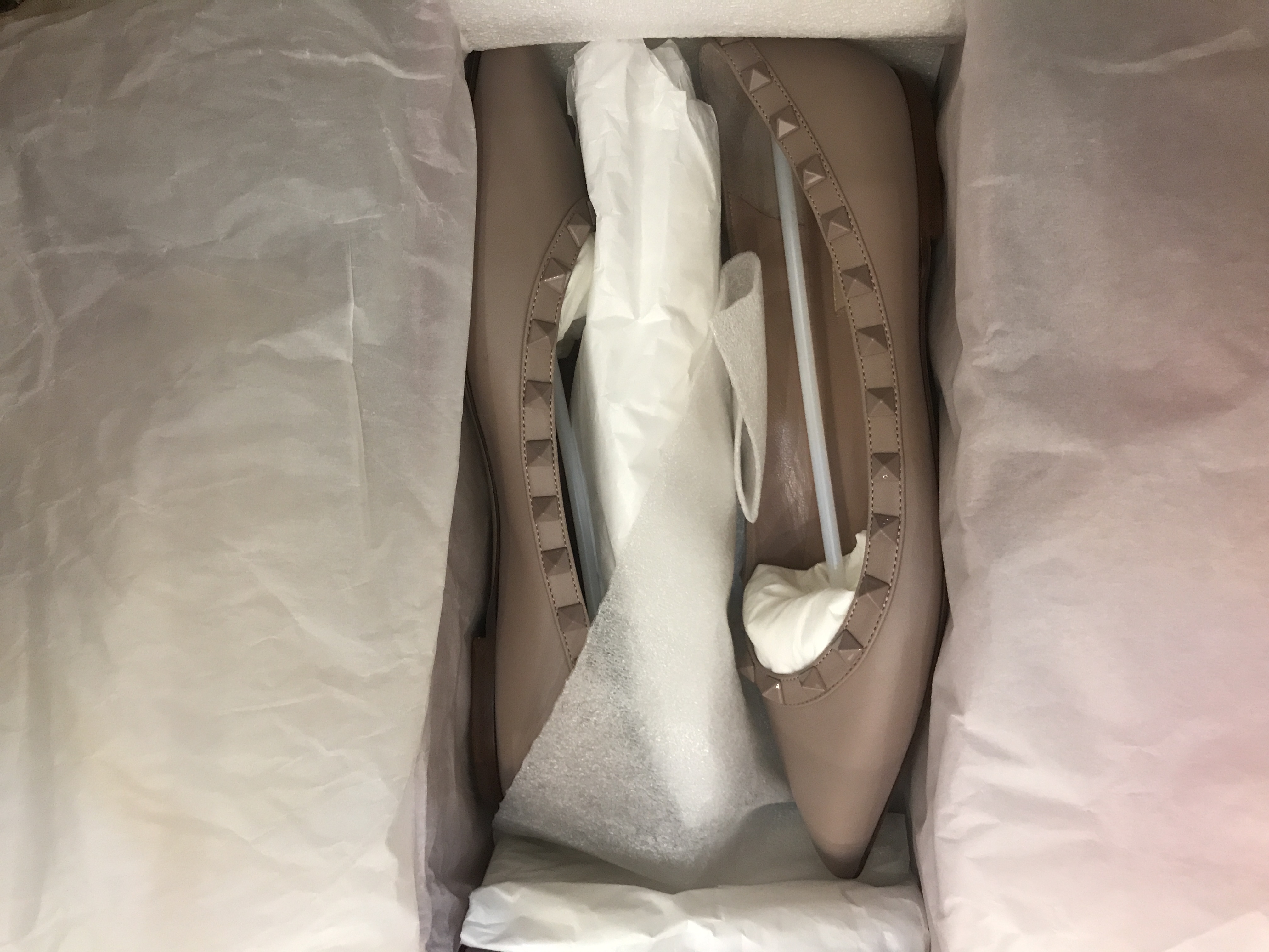 (W) Valentino Rockstud Flats 'Nude Pink'