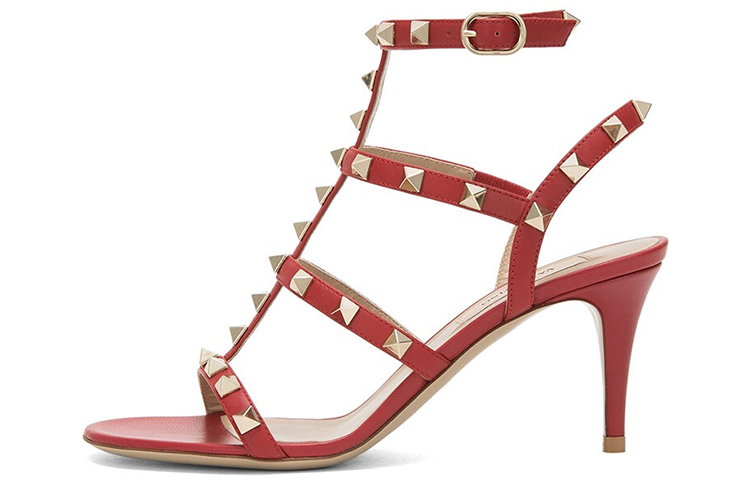 (W) Valentino Rockstud High Heel Sandals 'Red'