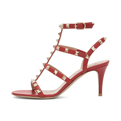 (W) Valentino Rockstud High Heel Sandals 'Red'