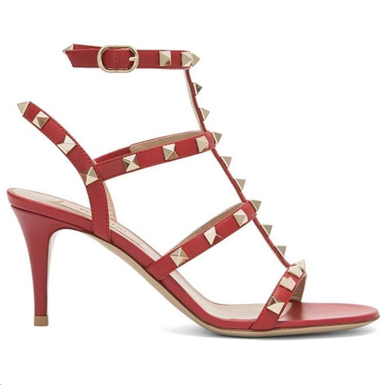 (W) Valentino Rockstud High Heel Sandals 'Red' 圖 2