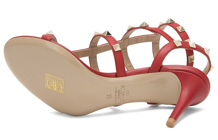 (W) Valentino Rockstud High Heel Sandals 'Red' 圖 5