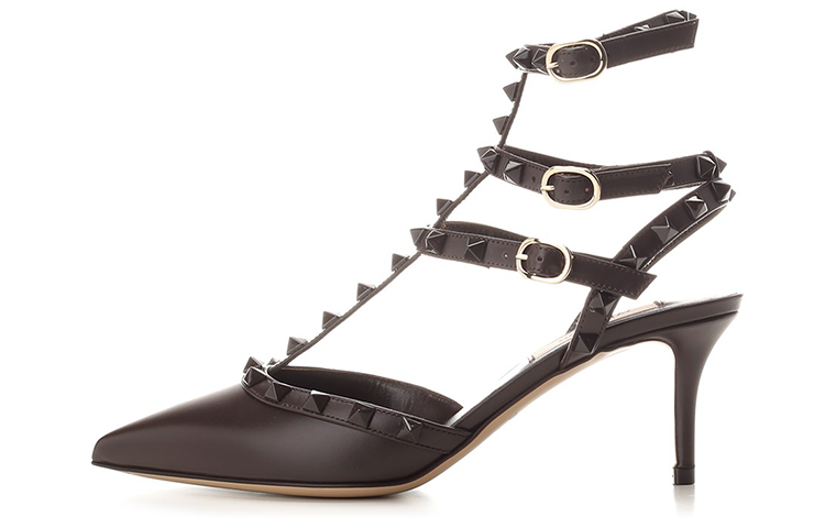(W) Valentino Rockstud High Heels 'Matte Brown Studded'