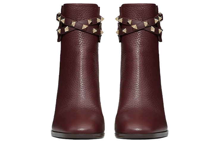 (W) Valentino Rockstud Leather Ankle Boot 'Dark Red' 圖 3
