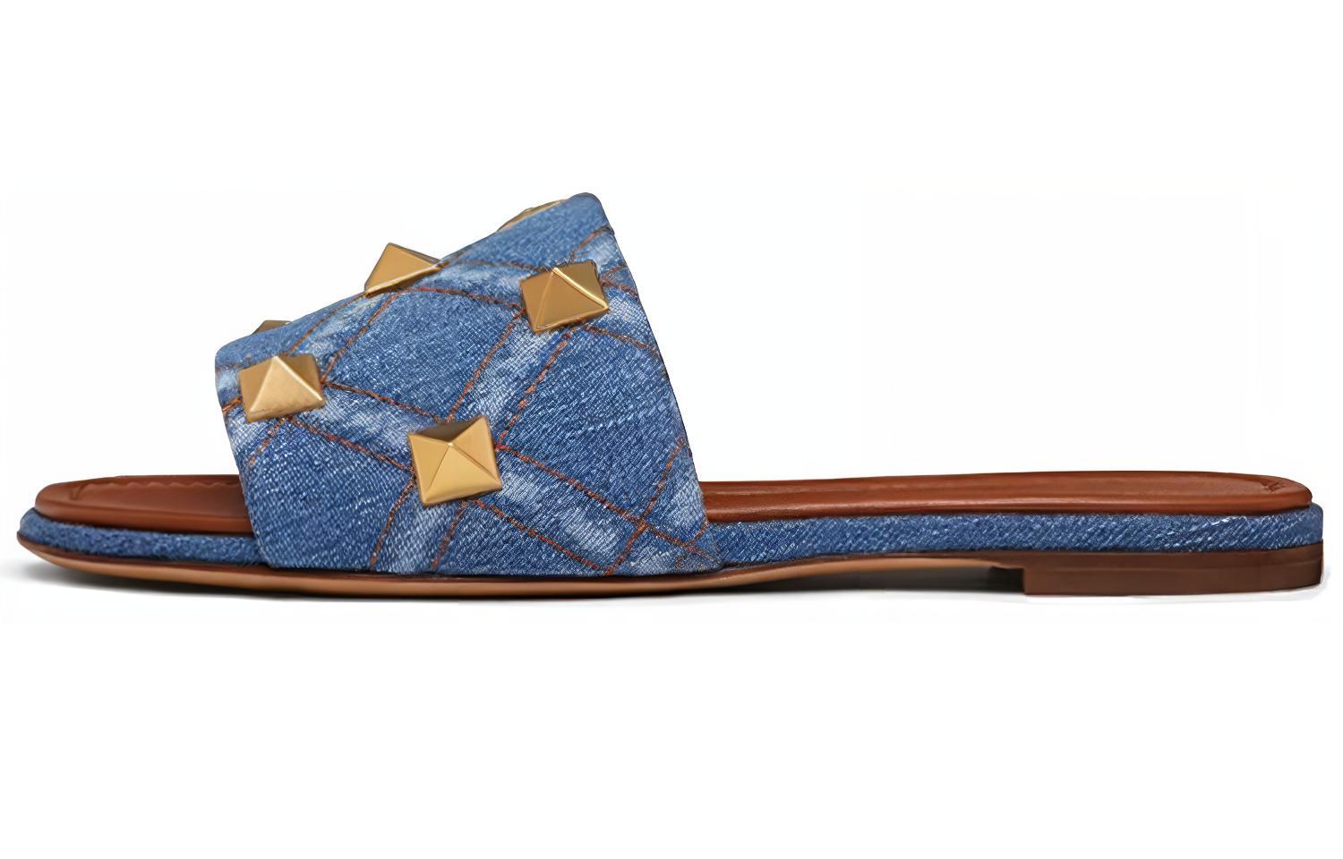 (Women) Valentino Rockstud Leather Sandal 'Blue' XW0S0BK4UFD097