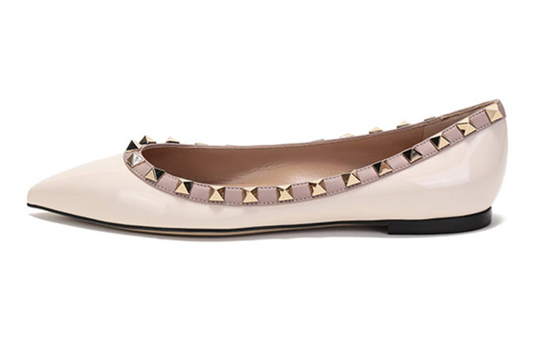 (W) Valentino Rockstud Patent Flat 'Ivory Blush'