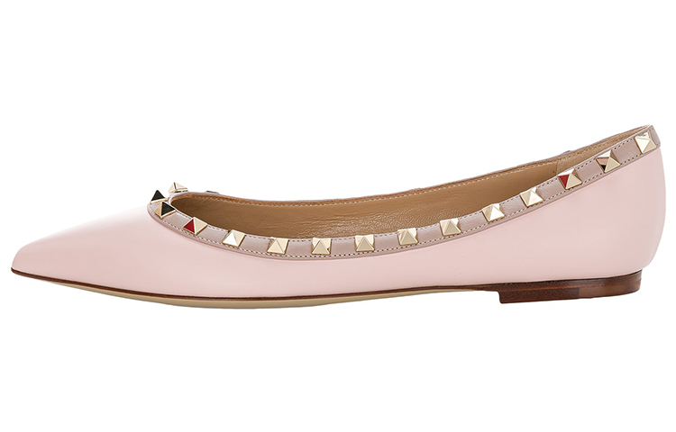 (W) Valentino Rockstud Patent Flat 'Rose Quartz Pink'