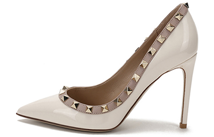 (W) Valentino Rockstud Patent High Heels 'Cream'