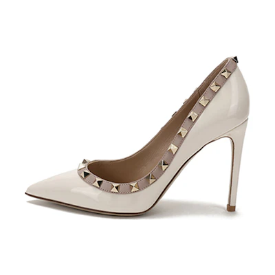 (W) Valentino Rockstud Patent High Heels 'Cream'