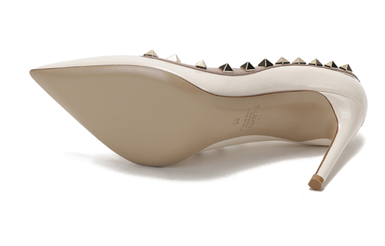 (W) Valentino Rockstud Patent High Heels 'Cream' 圖 6
