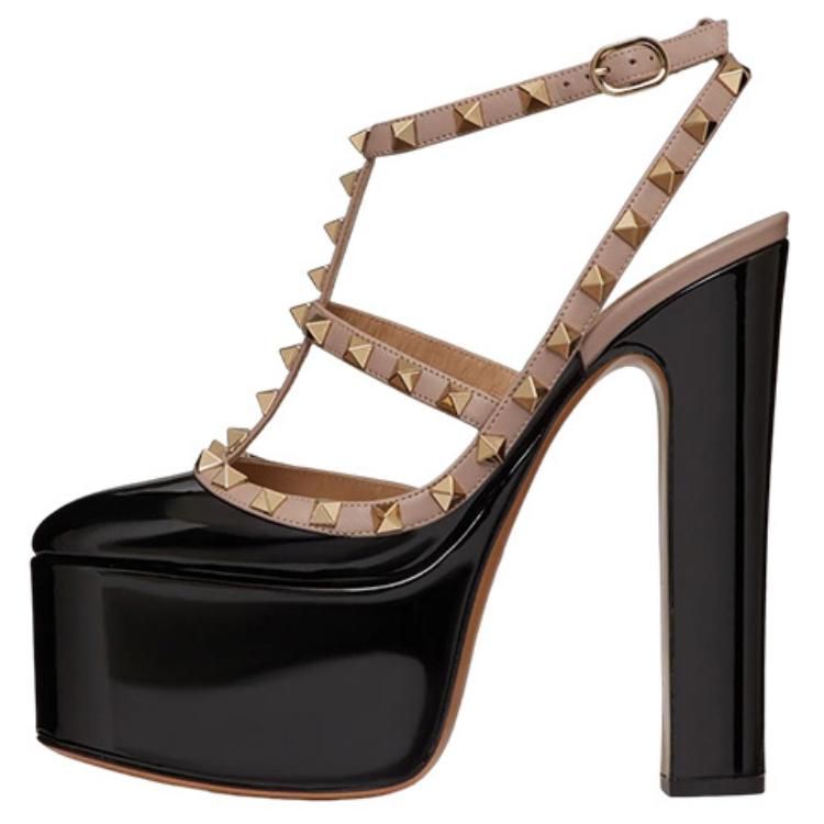 (Women) Valentino Rockstud Platform Patent Leather High Heel 'Black' 1W2S0FI5VNWN91