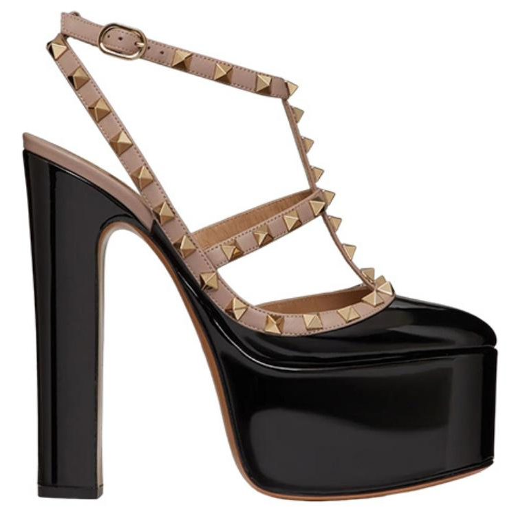 Order (W) Valentino Rockstud Plataforma Charol Tacon Alto 'Negro' 1W2S0FI5VNWN91