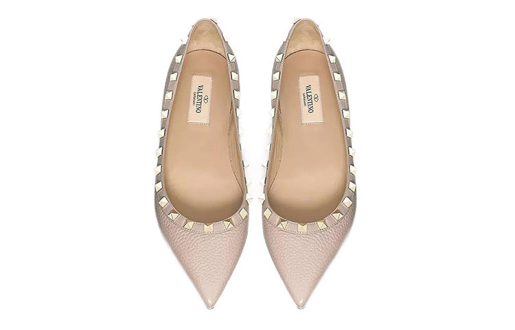 (W) Valentino Rockstud Pointed-Toe Flats 'Pink' 圖 4