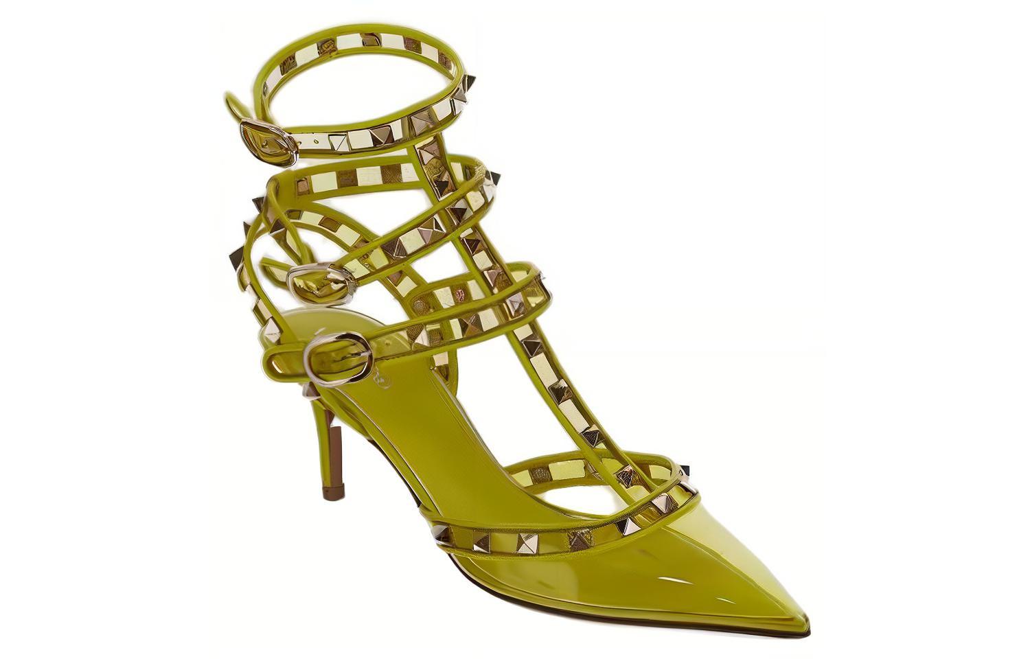 Order (W) Valentino Rockstud Sepatu Hak Tinggi Runcing 'Kuning' 2W0S0375LFCN5A