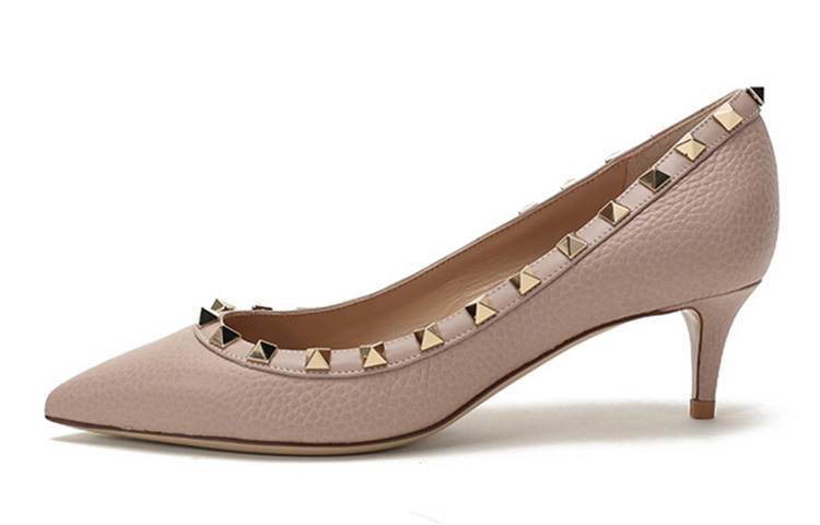 (W) Valentino Rockstud Pointed-Toe High Heel 'Grey Pink'