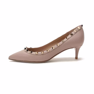 (W) Valentino Rockstud Pointed-Toe High Heel 'Grey Pink'