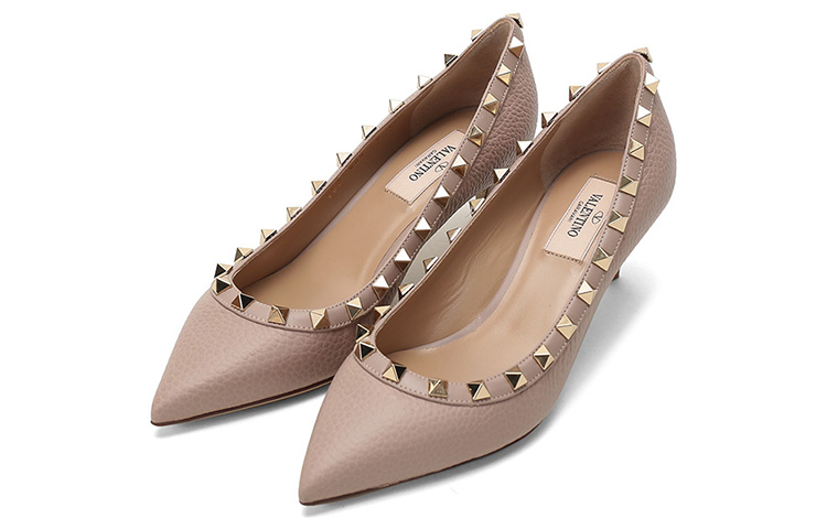 (W) Valentino Rockstud Pointed-Toe High Heel 'Grey Pink' 圖 3