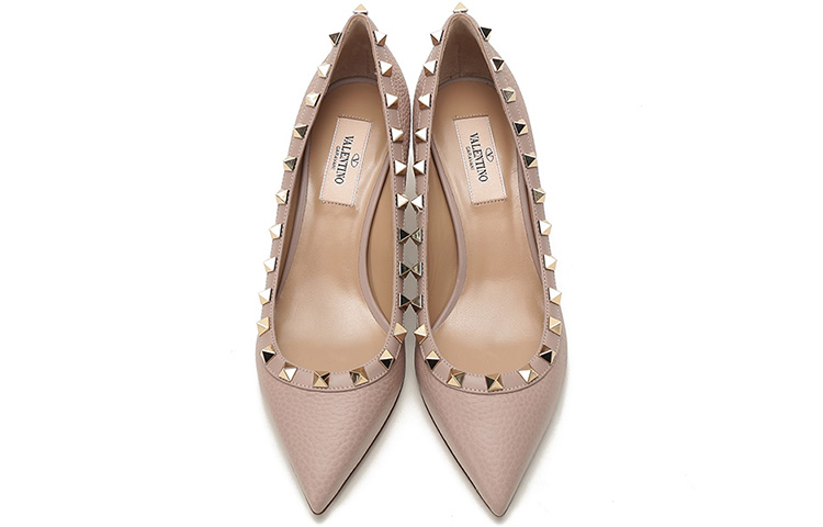 (W) Valentino Rockstud Pointed-Toe High Heel 'Grey Pink' 圖 4