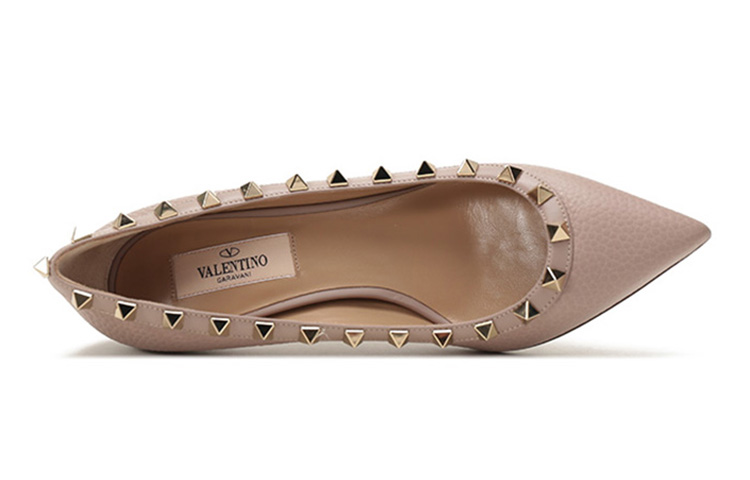 (W) Valentino Rockstud Pointed-Toe High Heel 'Grey Pink' 圖 5