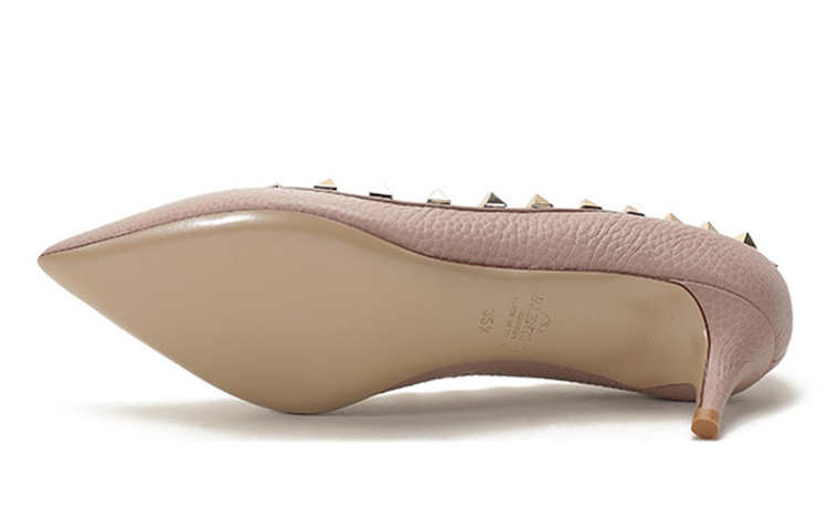 (W) Valentino Rockstud Pointed-Toe High Heel 'Grey Pink' 圖 6