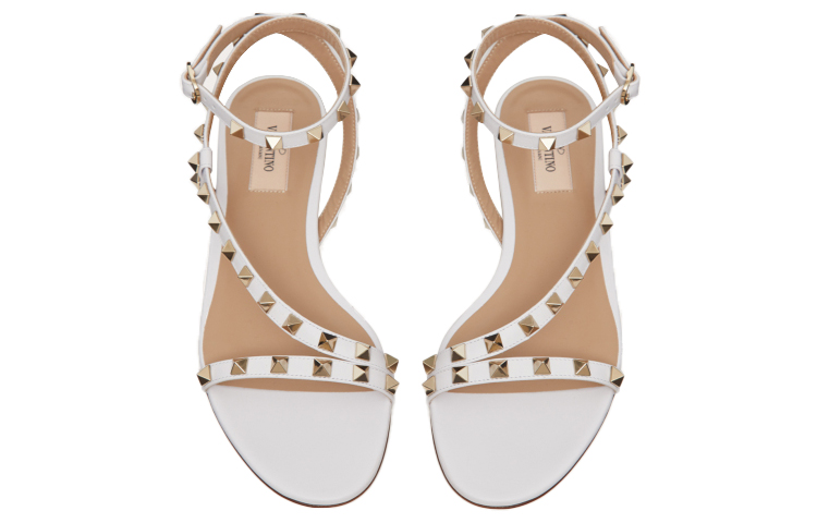 (W) Valentino Rockstud Sandals 'Flat Calfskin White' 圖 3