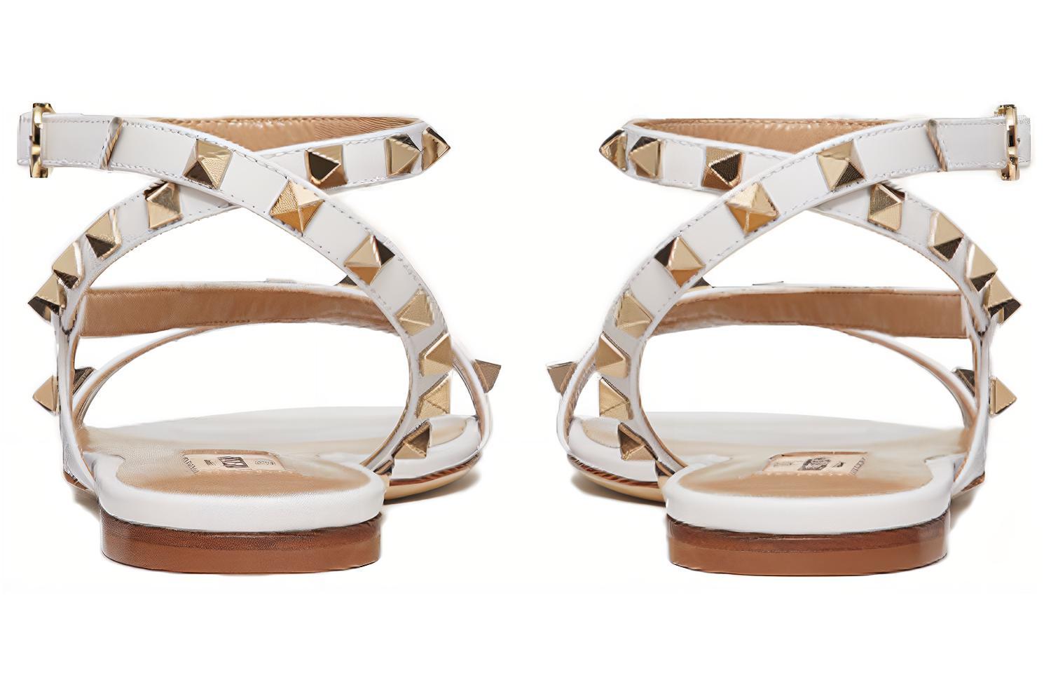 (W) Valentino Rockstud Sandals 'Flat Calfskin White' 圖 4
