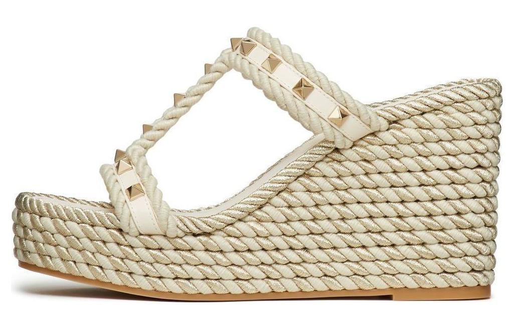 (W) Valentino Rockstud Slide 'Beige'