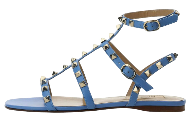 (W) Valentino Rockstud Slide 'Blue Buckle'