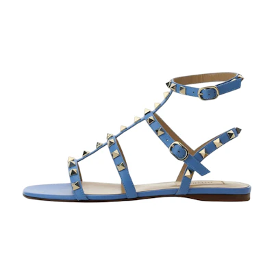 (W) Valentino Rockstud Slide 'Blue Buckle'
