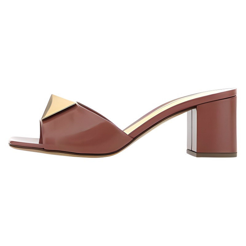 (W) Valentino Rockstud Slide 'Brown'