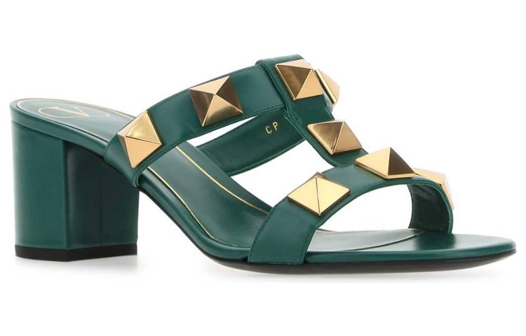 (W) Valentino Rockstud Slide Sandal 'Green' 圖 3