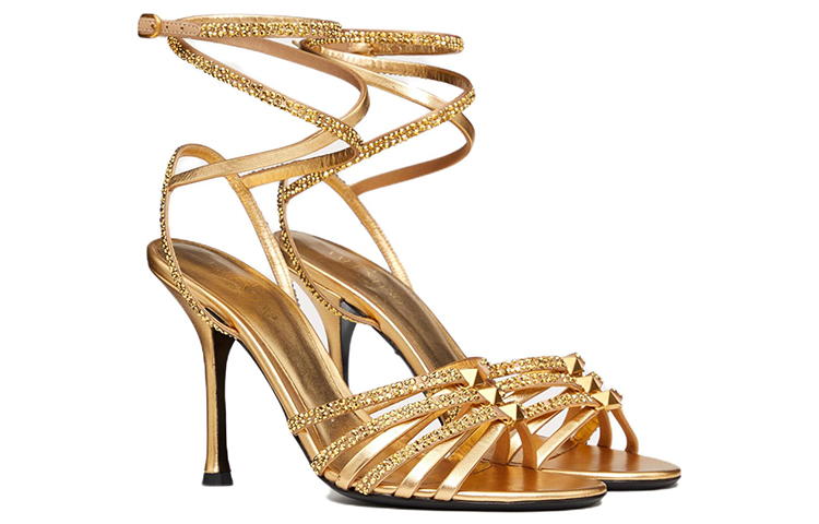 Lookbook (W) Valentino Rockstud Bertali Berantai 'Gold Crystal' WS0GE3RIGV6N