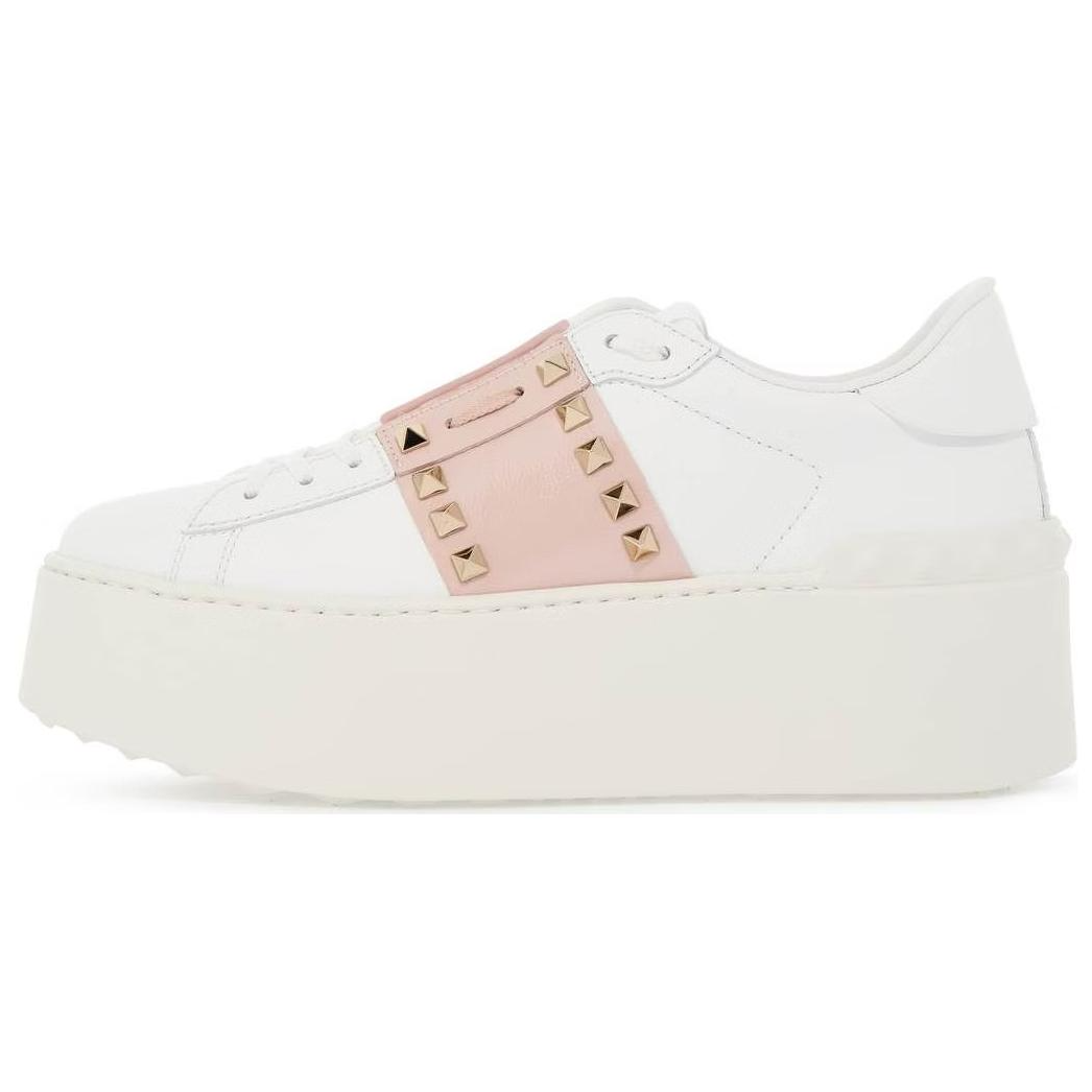 (Women) Valentino Rockstud Untitled Open White Leather Low-Top Sneakers. POIZON240809708